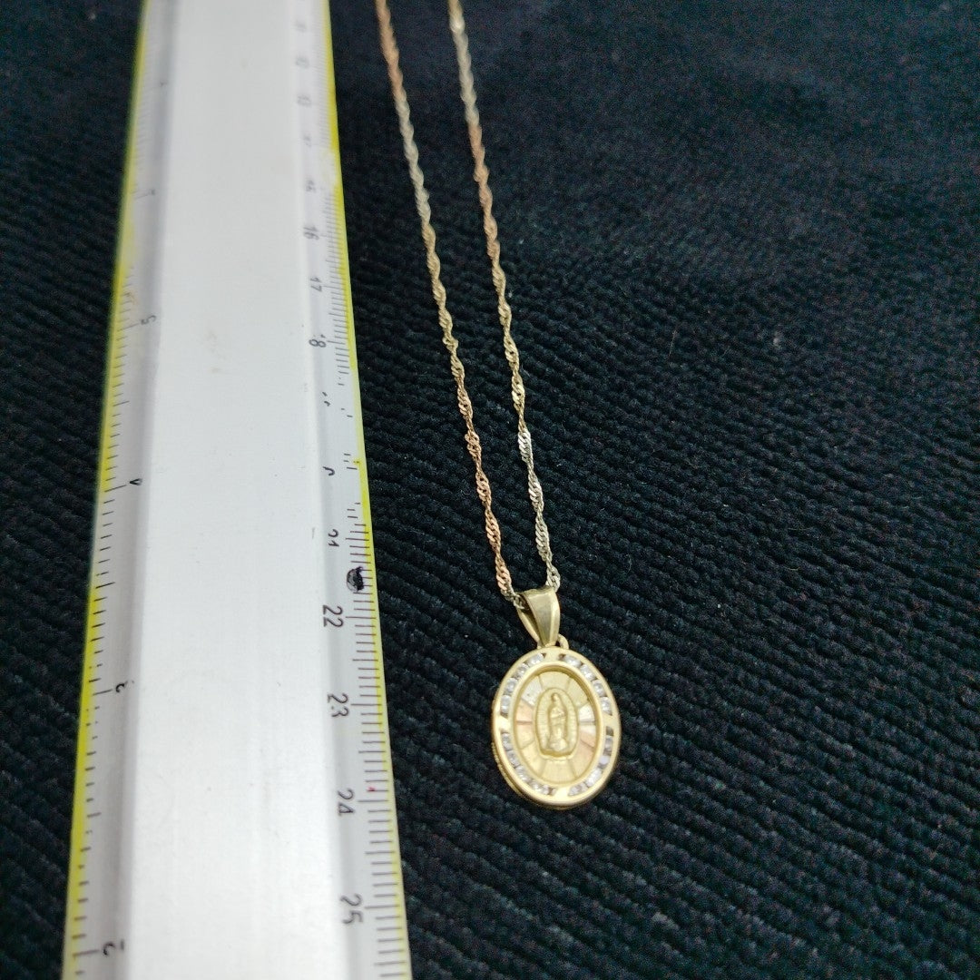 CADENA, MEDALLA RELIGIOSA ORO COMBINADO 10 K 2.5 GRMS (SEMINUEVO)