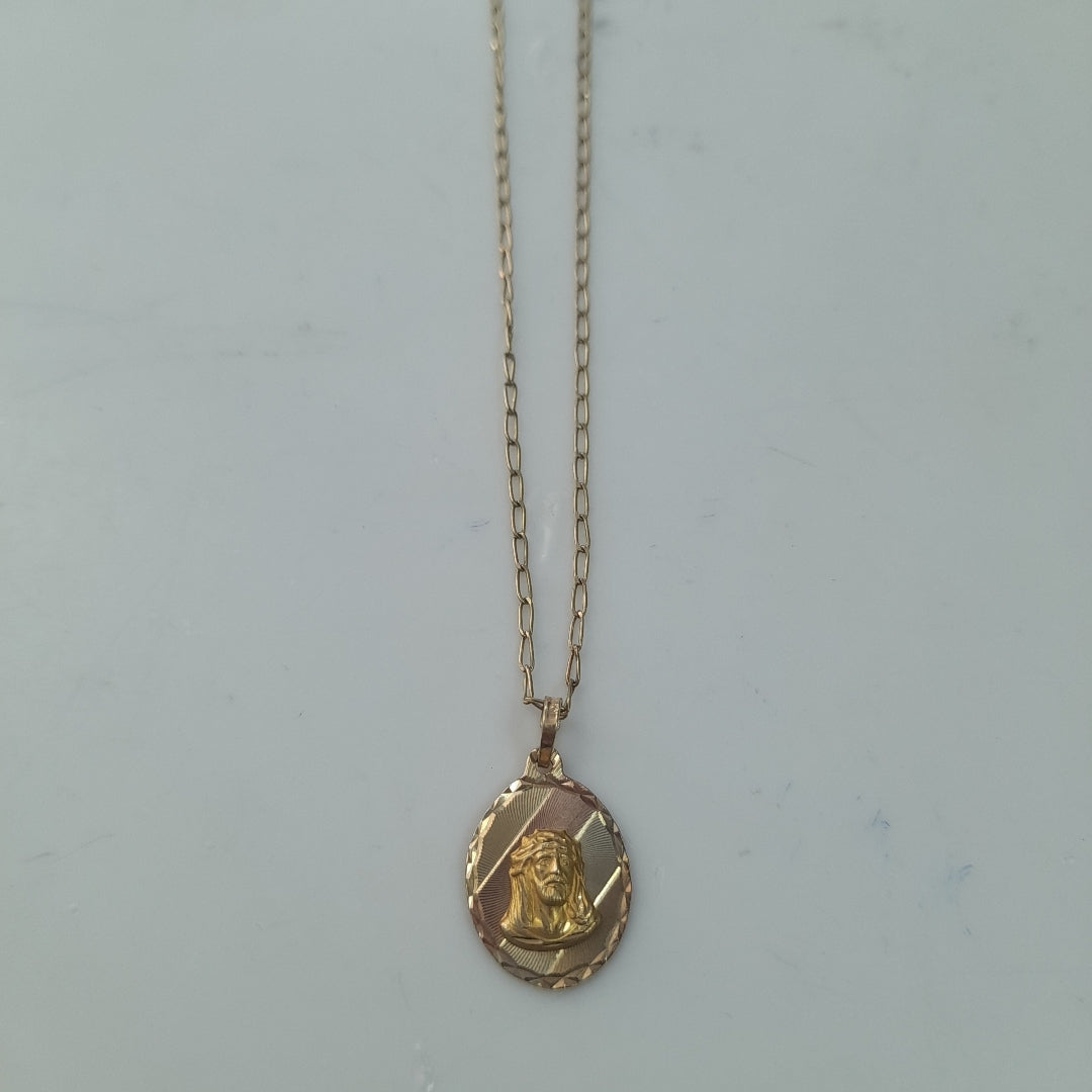 CADENA,MEDALLA RELIGIOSA ORO 10 K 3,30 GRMS (SEMINUEVO)