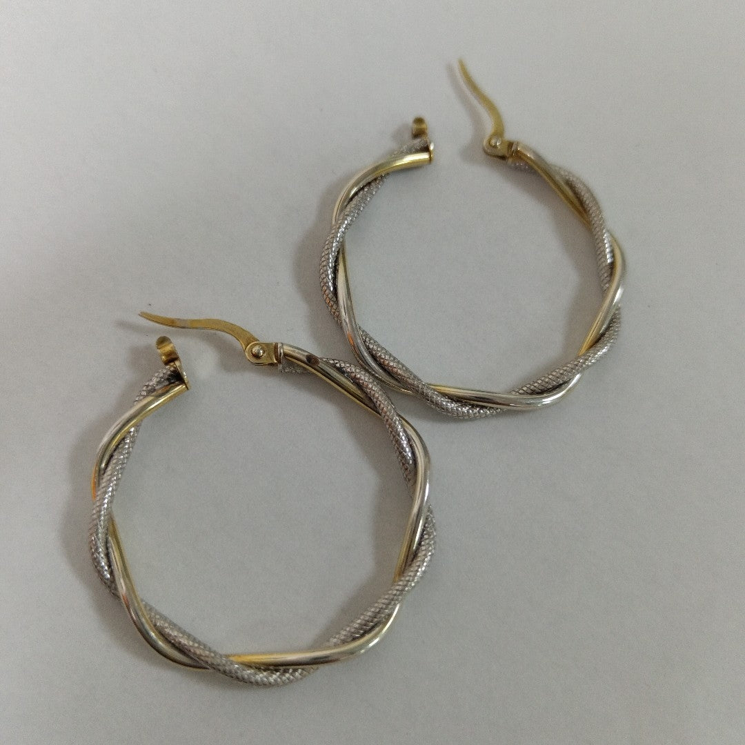 ARRACADAS PAR ORO COMBINADO 14 K 2.8 GRMS (SEMINUEVO)