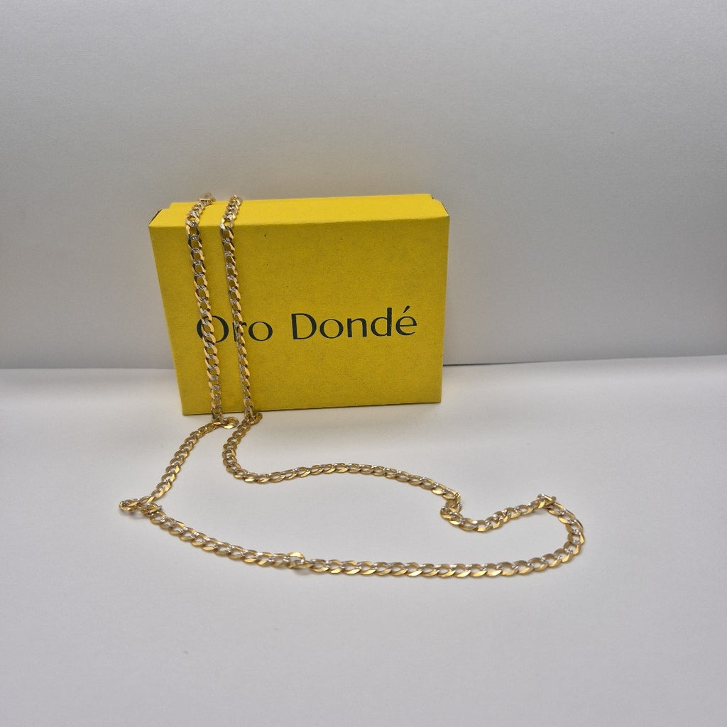 CADENAS BARBADA DIAMANTADA ORO 14K 55 CM 8.8 GR (NUEVO)