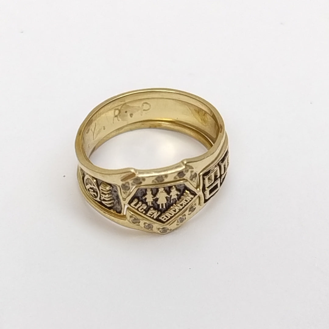 ANILLO DE GRADUACIÓN ORO 14 K 4.4 GRMS (SEMINUEVO)