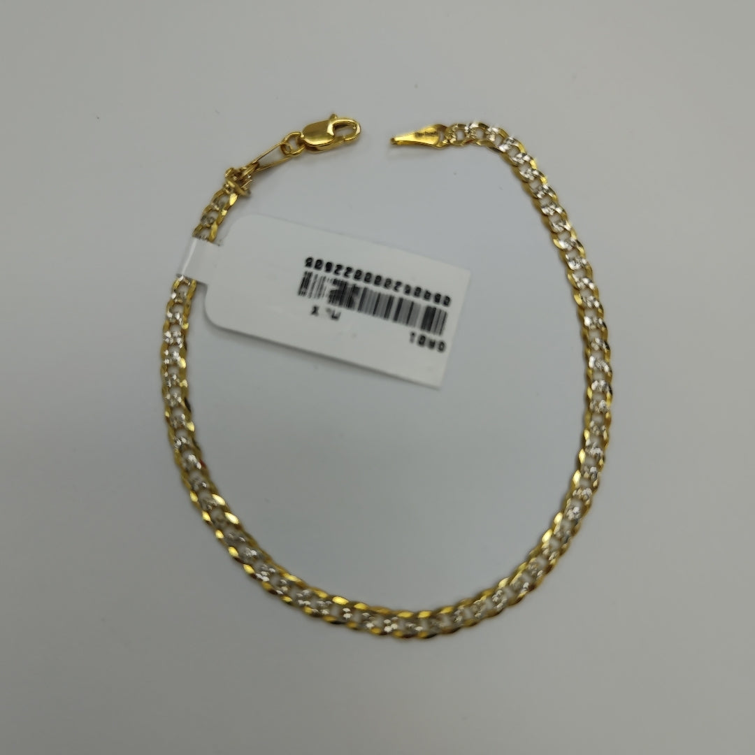 PULSERAS TEJIDO BARBADA DIAMANTADA ORO 14K 18 CM 3.1 GR (NUEVO)