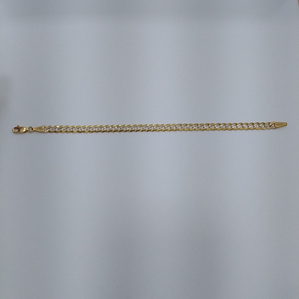 PULSERAS TEJIDO BARBADA DIAMANTADA ORO 14K 18 CM 6.7 GR (NUEVO)