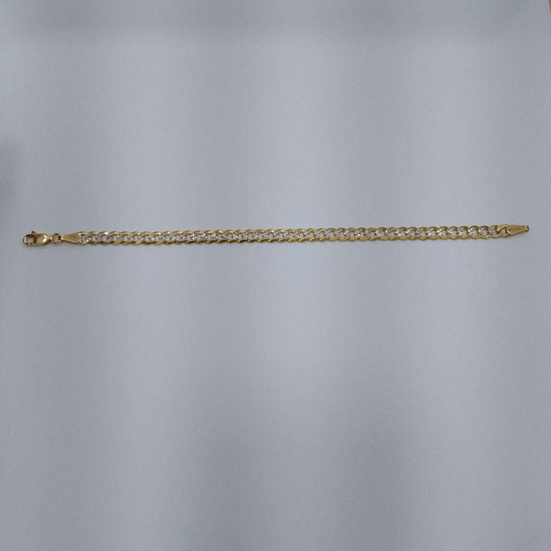 PULSERAS TEJIDO BARBADA DIAMANTADA ORO 14K 18 CM 6.7 GR (NUEVO)