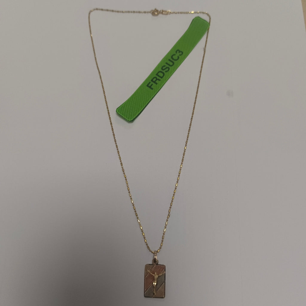 CADENA, MEDALLA RELIGIOSA ORO 14 K 3 GRMS (SEMINUEVO)