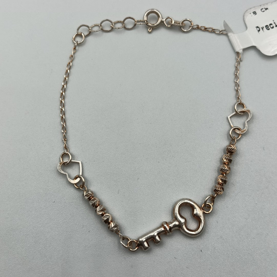 PULSERA TEJIDO LLAVE PLATA .925 18 CM 2.3 GR (NUEVO)