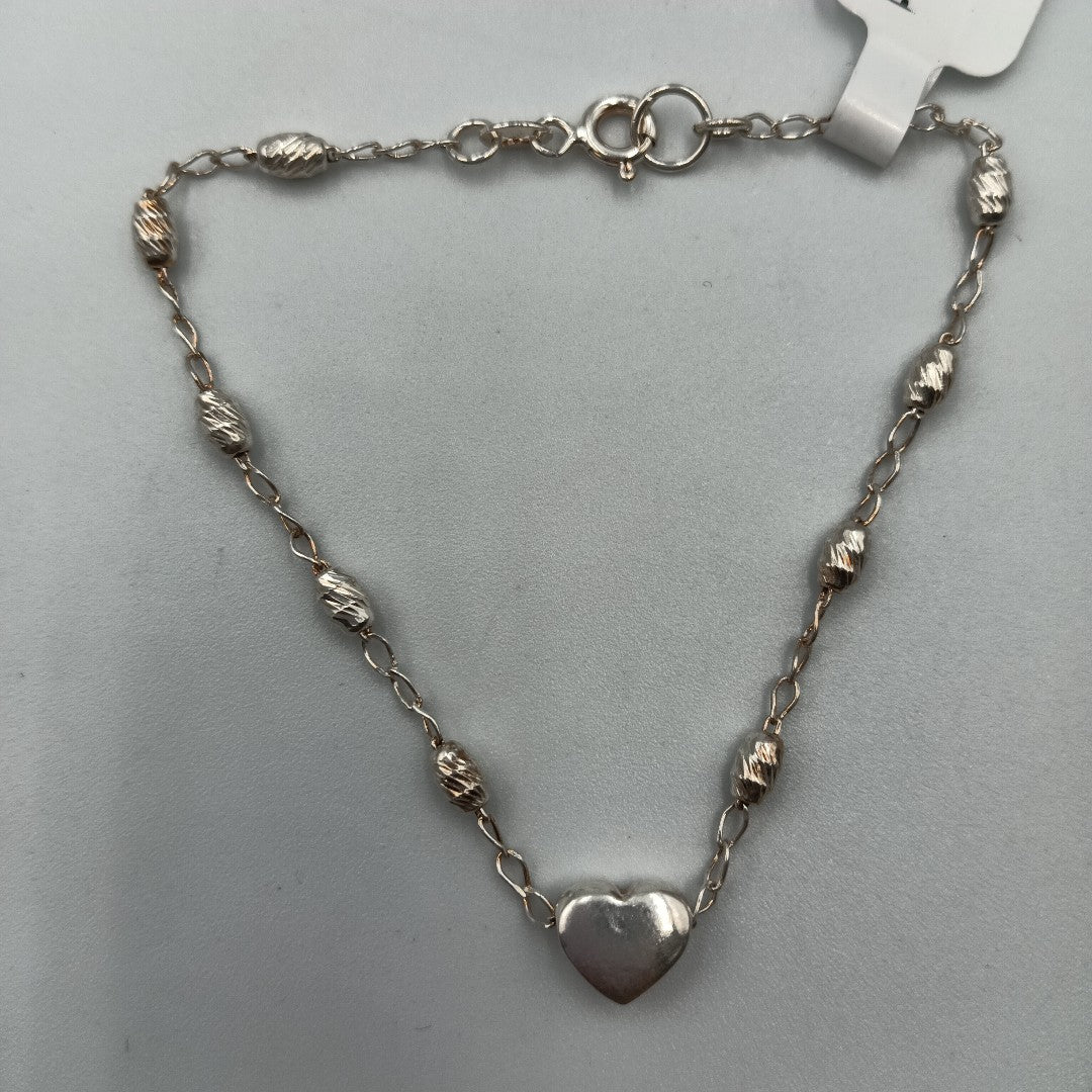 PULSERA TEJIDO CORAZON PLATA .925 18 CM 3.3 GR (NUEVO)