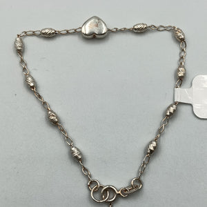 PULSERA TEJIDO CORAZON PLATA .925 18 CM 3.4 GR (NUEVO)