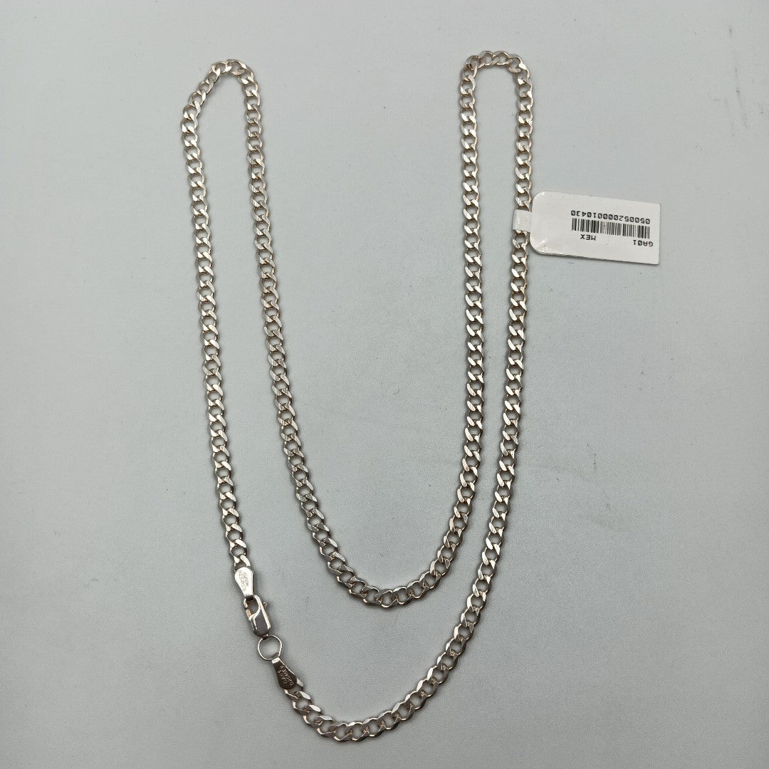 CADENA TEJIDO BARBADO PLATA .925 60 CM 13 GR (NUEVO)