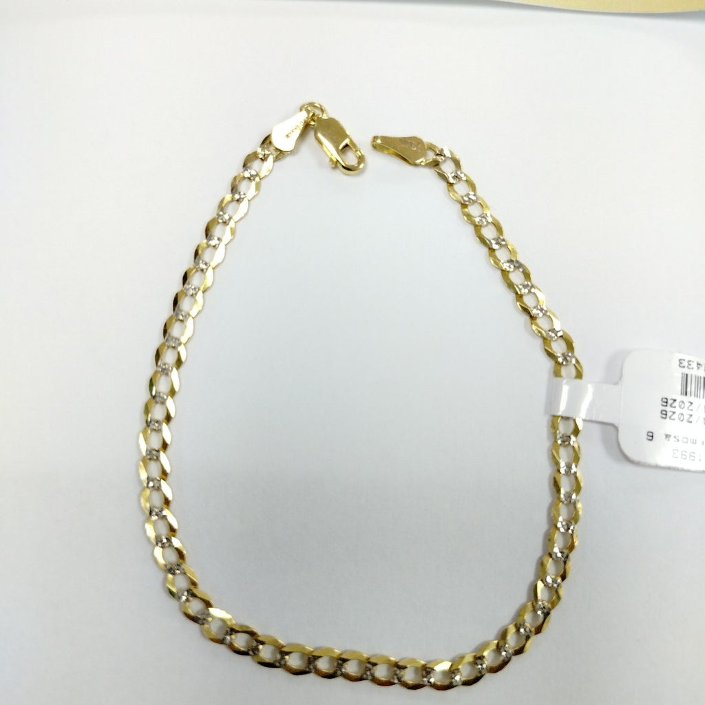 PULSERAS BARBADA DIAMANTADA ORO 14K 21 CM 3.6 GR (NUEVO)