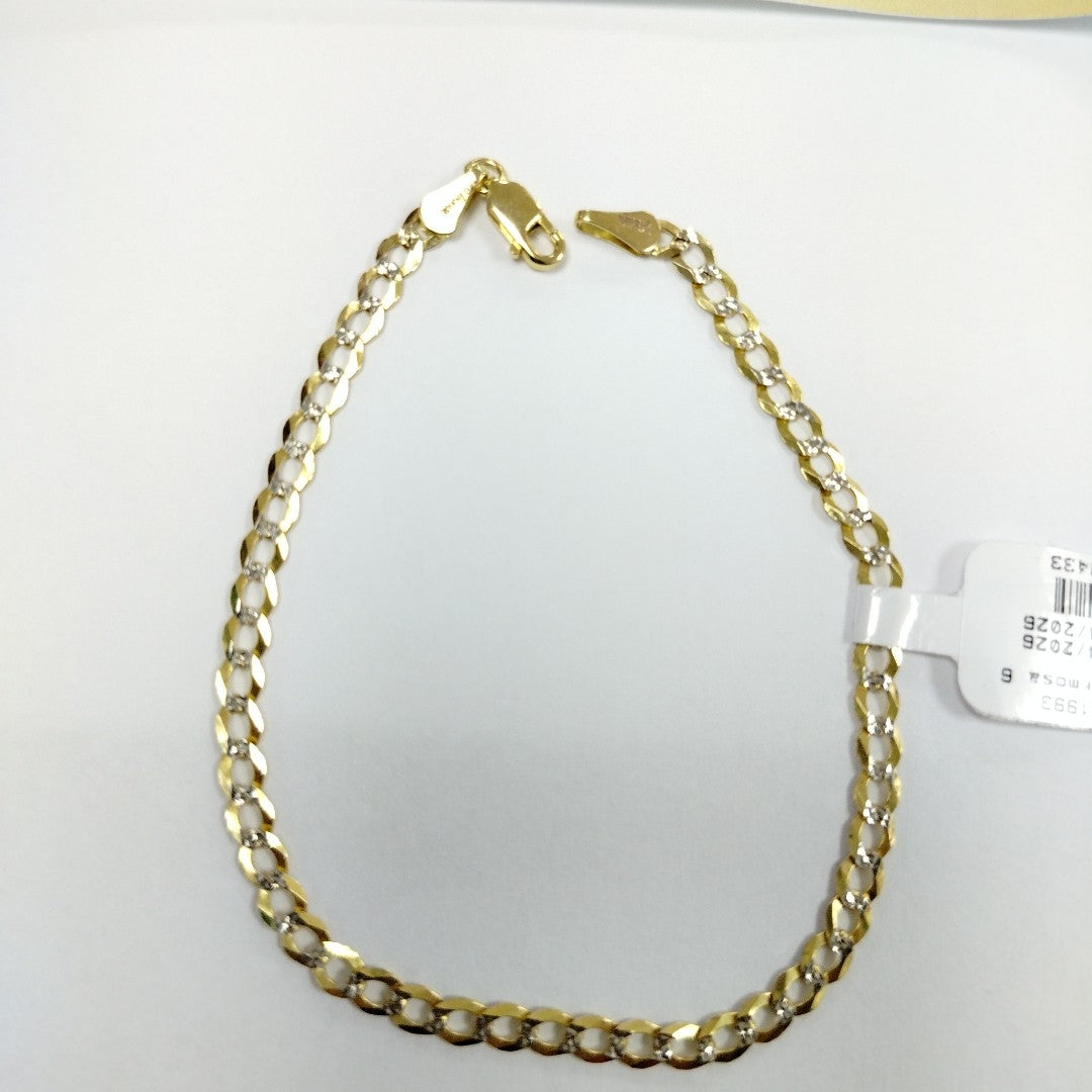 PULSERAS BARBADA DIAMANTADA ORO 14K 21 CM 3.6 GR (NUEVO)