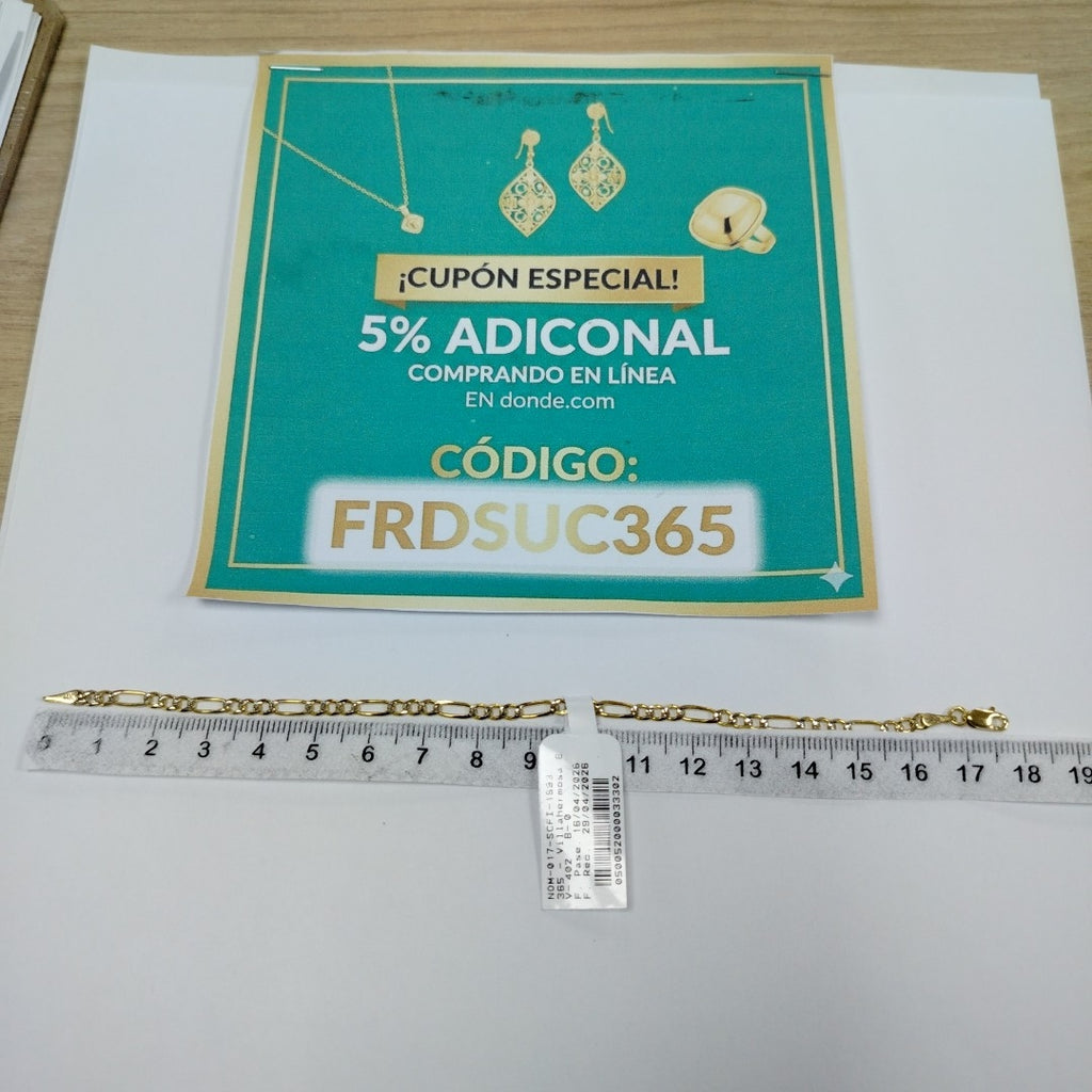 PULSERAS 3X1 DIAMANTADA ORO 14K 18 CM 3 GR (NUEVO)
