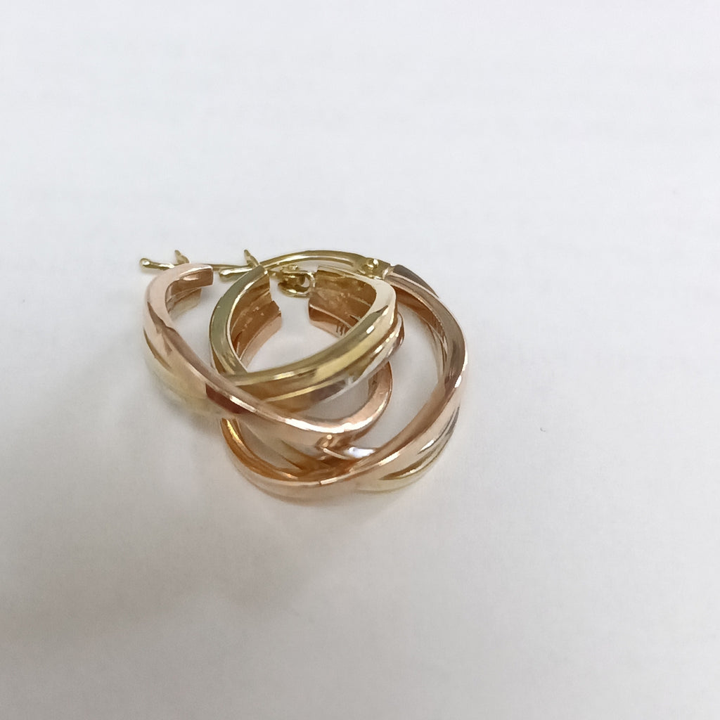 ARRACADAS PAR ORO, ORO COMBINADO 14 K 3.9 GRMS (SEMINUEVO)