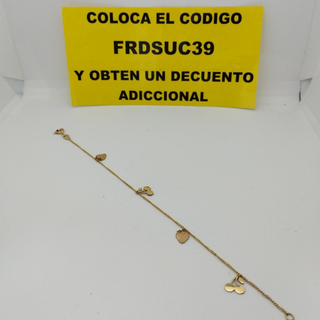 PULSERAS TEJIDO ESPECIAL C/DIJE ORO 10K 18 CM 1.3 GR (NUEVO)