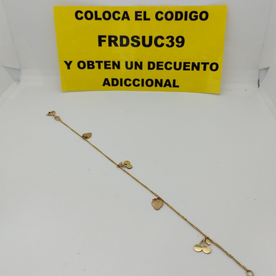 PULSERAS TEJIDO ESPECIAL C/DIJE ORO 10K 18 CM 1.3 GR (NUEVO)