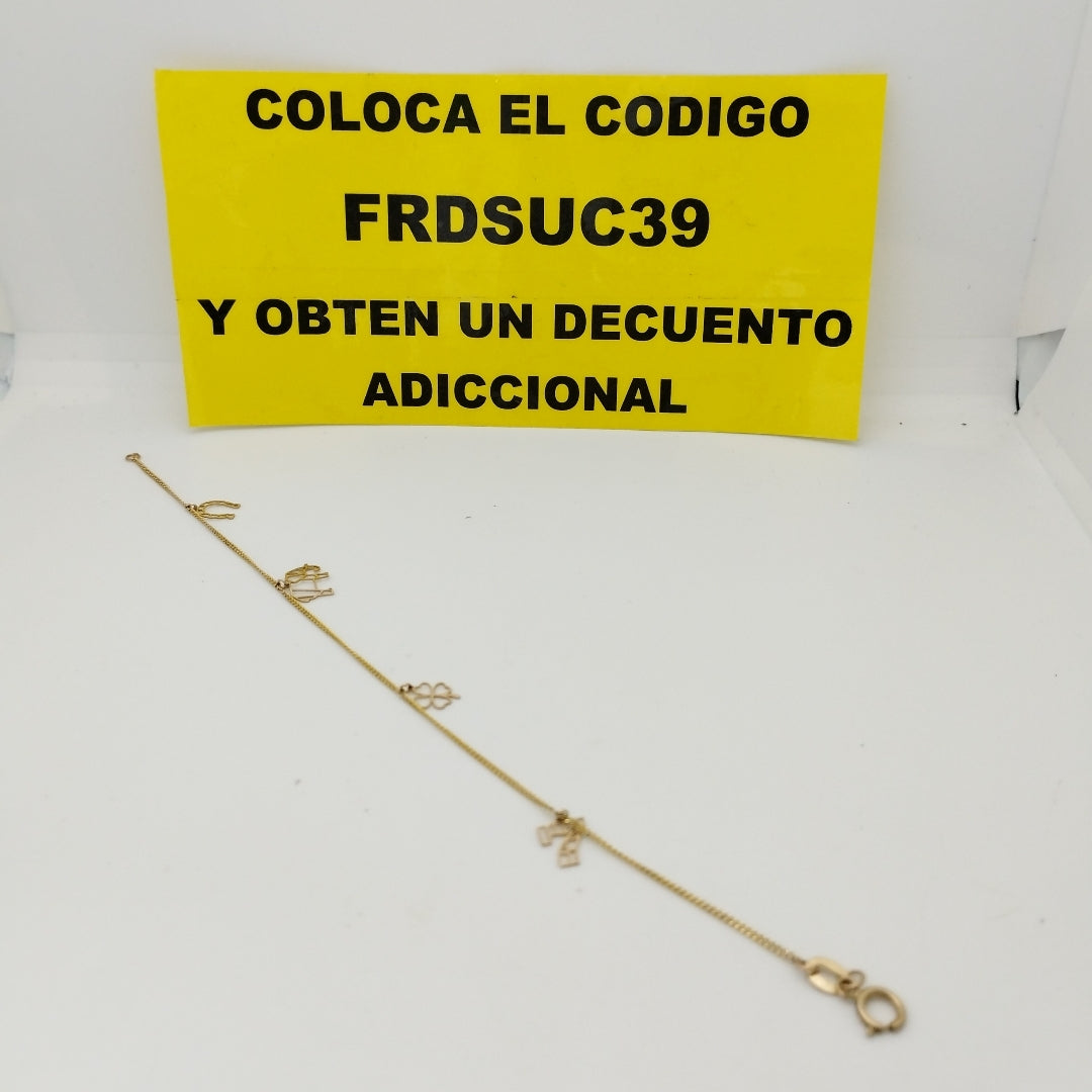 PULSERAS TEJIDO ESPECIAL C/DIJE ORO 10K 18 CM 0.9 GR (NUEVO)