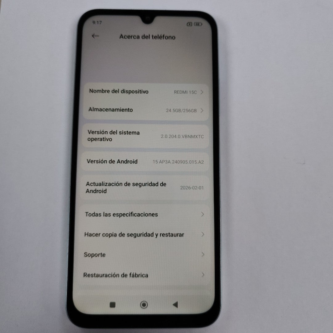 CELULAR XIAOMI REDMI 15C 25078RA3EL (2025) 256 GB 4 GB RAM (SEMINUEVO)