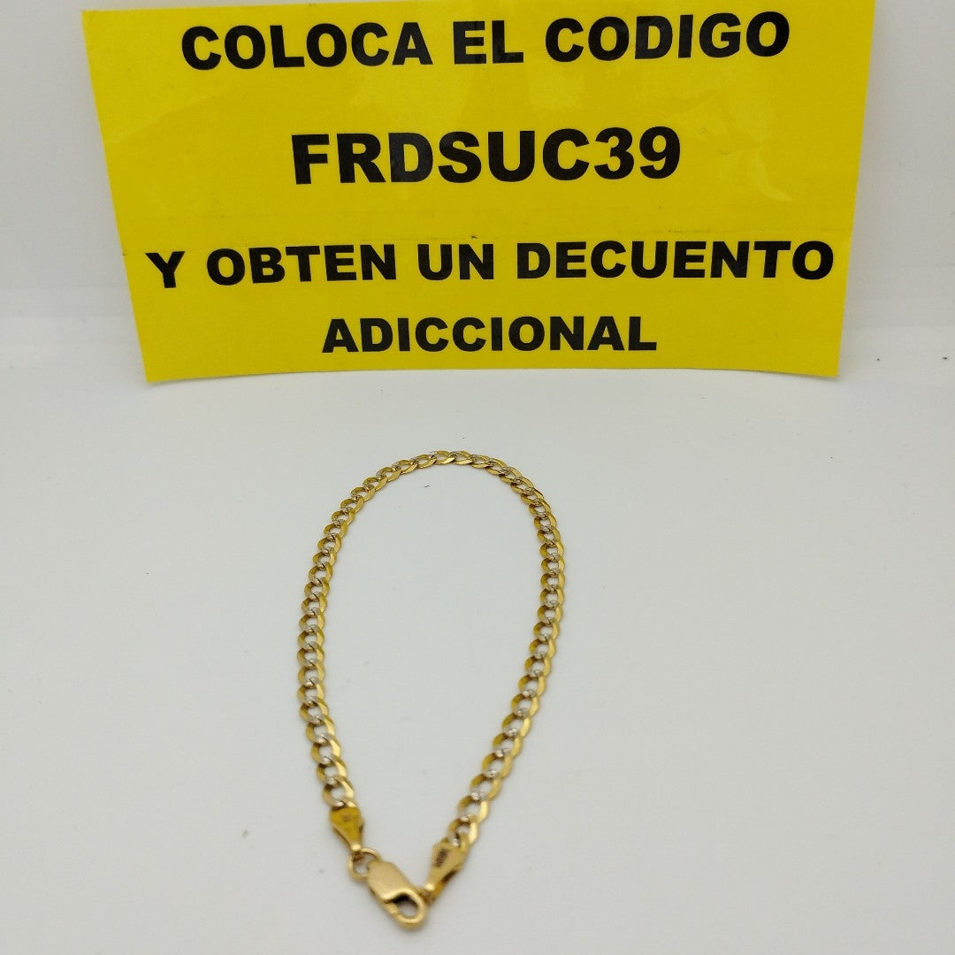 PULSERAS BARBADA DIAMANTADA ORO 14K 21 CM 3.6 GR (NUEVO)