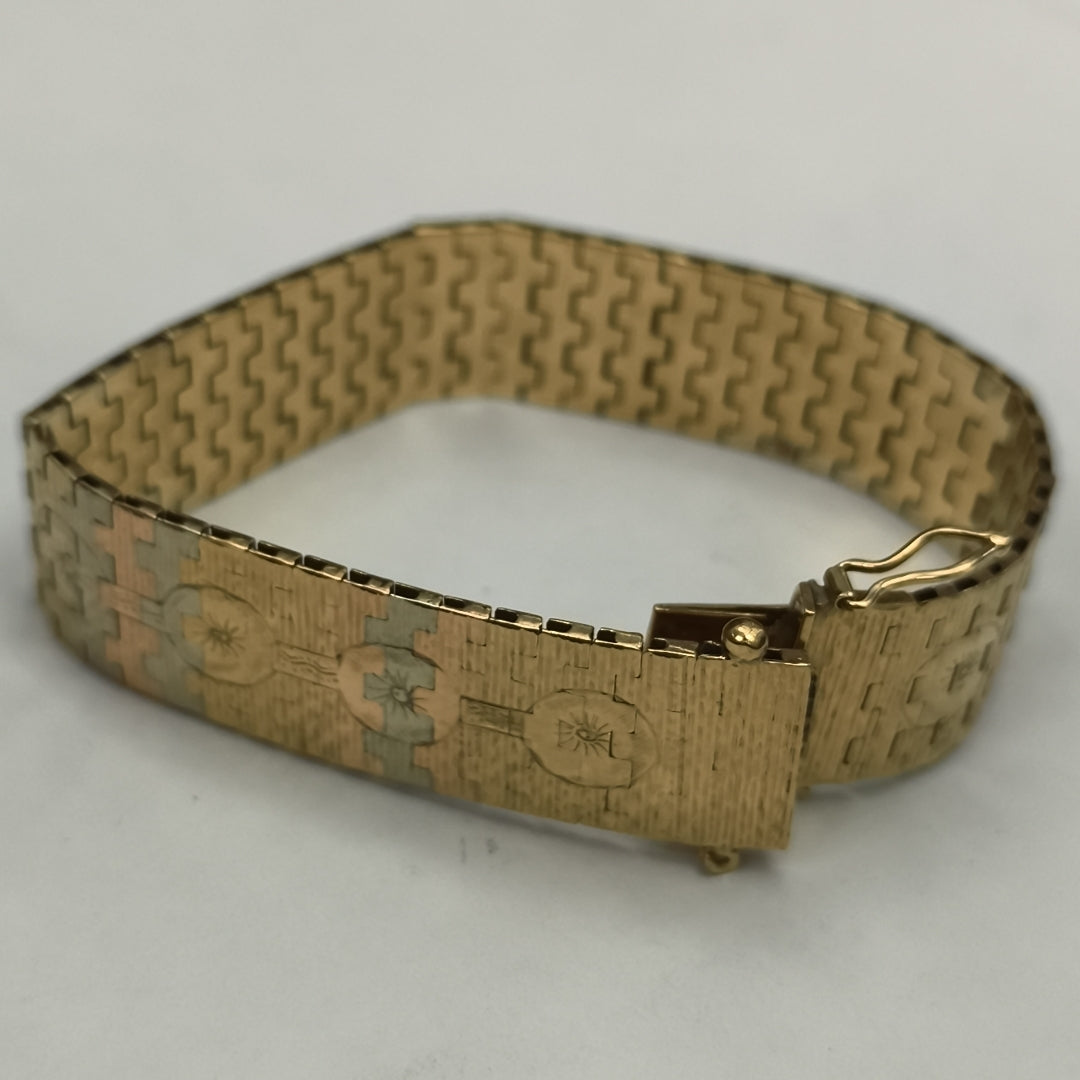 PULSERA RIGIDA ORO COMBINADO 16K 43.6 GRMS (SEMINUEVO)