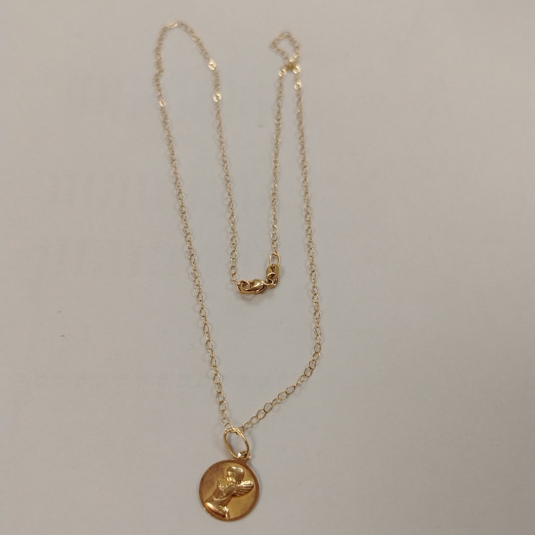 CADENA,MEDALLA RELIGIOSA ORO 14 K 1,60 GRMS (SEMINUEVO)