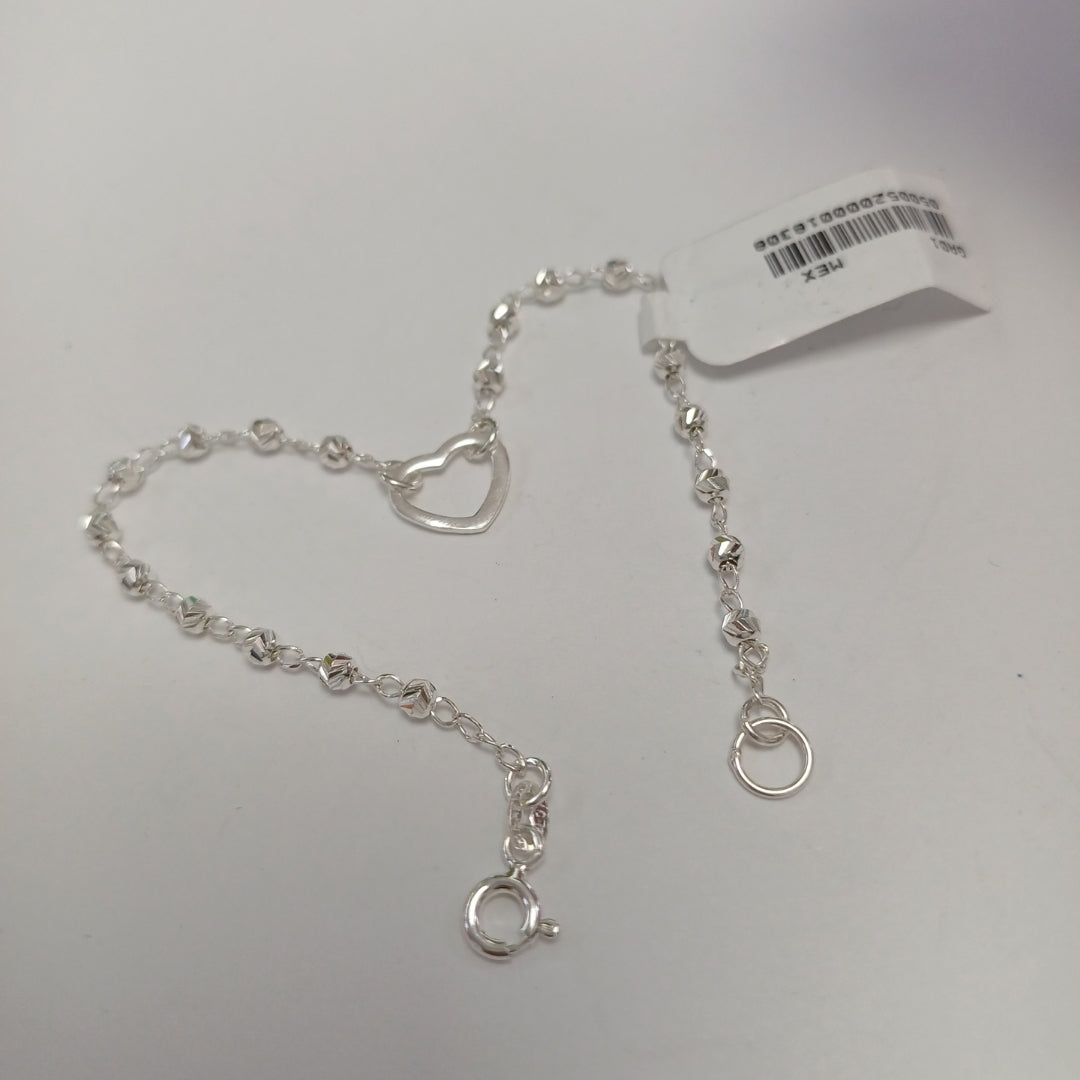 PULSERA TEJIDO CORAZON PLATA .925 18 CM 1.9 GR (NUEVO)