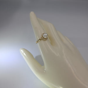 ANILLOS CIRCONIAS Y PERLA ORO 10K TALLA 9 2.2 GR (NUEVO)