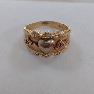 ANILLO ORO COMBINADO 14 K 4,50 GRMS (SEMINUEVO)