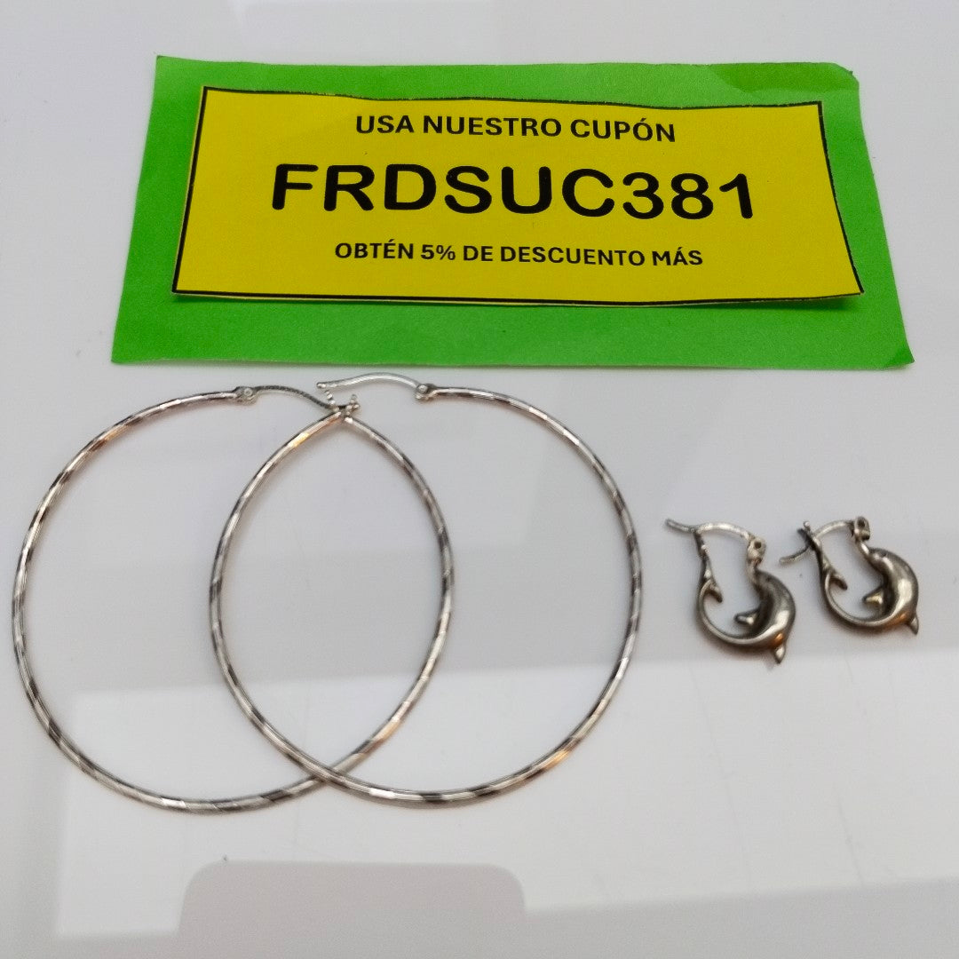 ANILLITO, ARETES PAR, ARRACADAS PAR, CADENA, DIJE, ESCLAVA, PULSERA PLATA 26.6 GRMS (SEMINUEVO)
