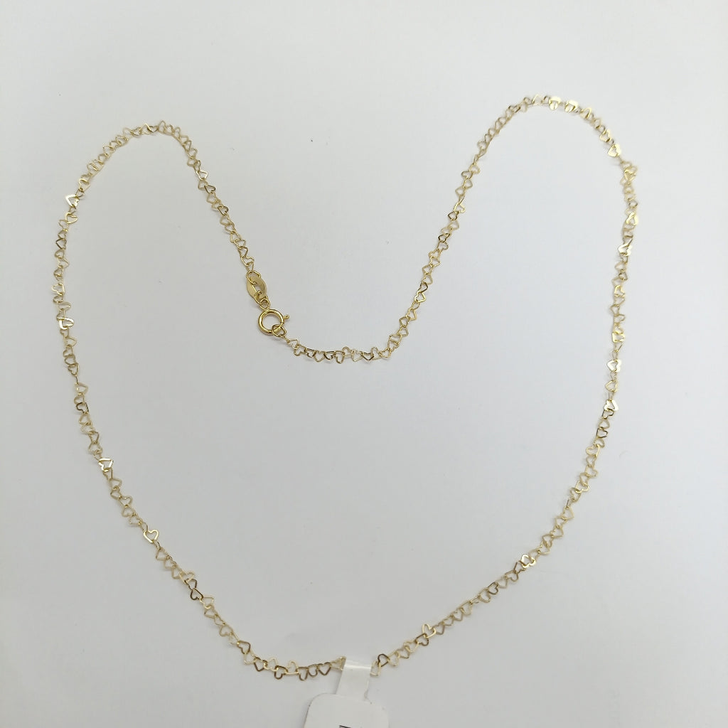 CADENAS TEJIDO CORAZONES ORO 10K 50 CM 1.4 GR (NUEVO)