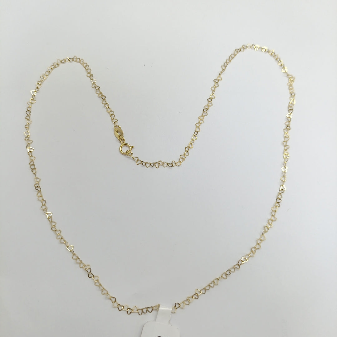 CADENAS TEJIDO CORAZONES ORO 10K 50 CM 1.4 GR (NUEVO)