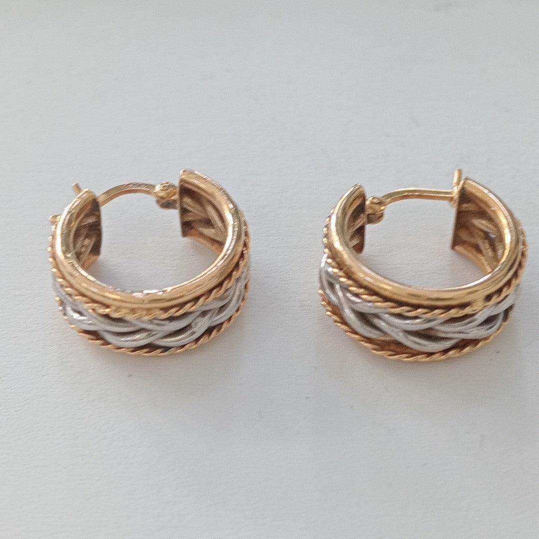 ARRACADAS PAR ORO COMBINADO 14 K 5.5 GRMS (SEMINUEVO)