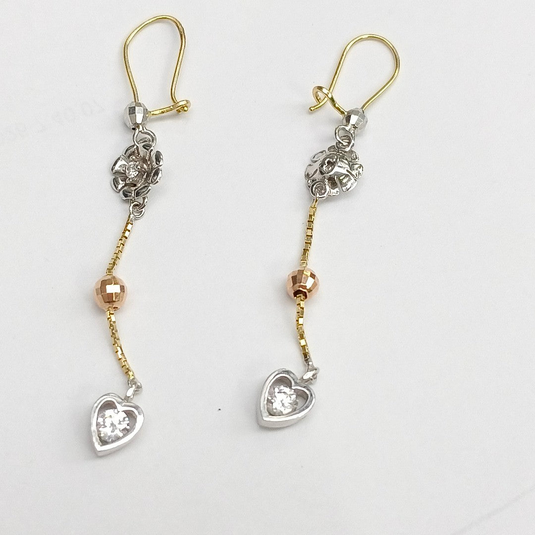 ARETES PAR ORO COMBINADO 14 K 2.1 GRMS (SEMINUEVO)