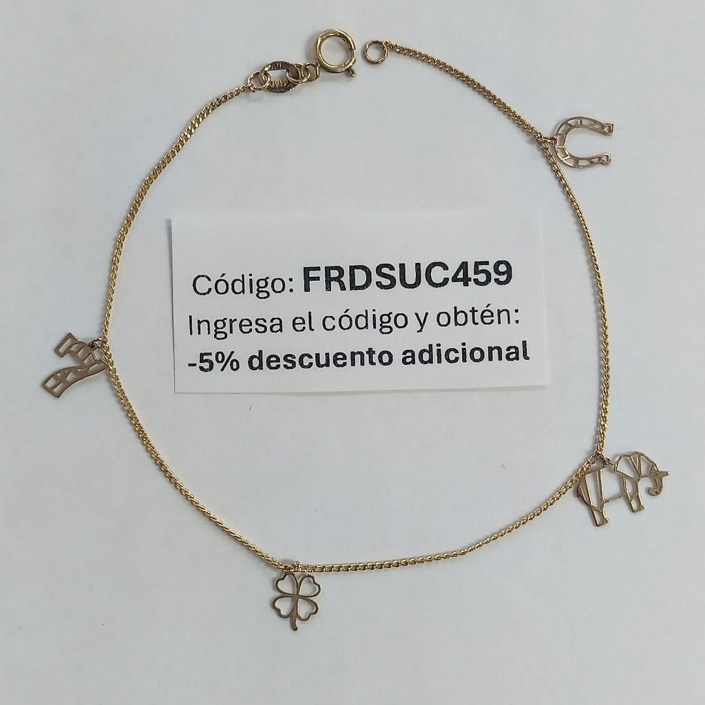 PULSERAS TEJIDO ESPECIAL C/DIJE ORO 10K 18 CM 0.9 GR (NUEVO)