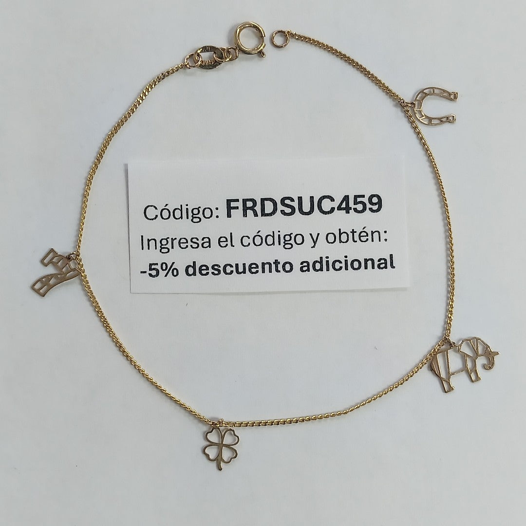 PULSERAS TEJIDO ESPECIAL C/DIJE ORO 10K 18 CM 0.9 GR (NUEVO)