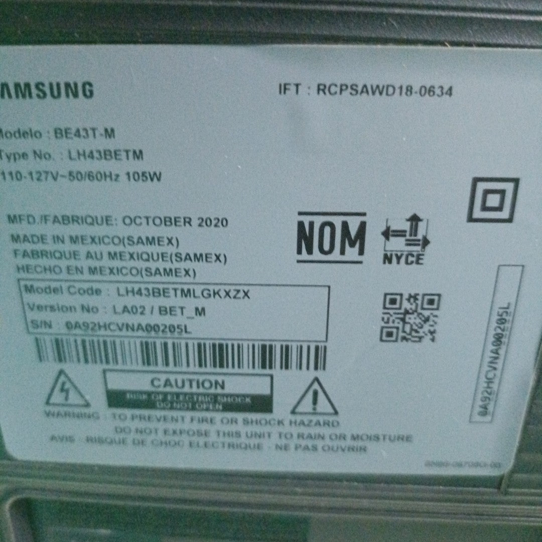 PANTALLA SAMSUNG BE43T-M (2020) 43" LED FULL HD (SEMINUEVO)