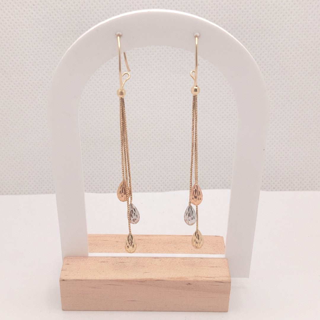 ARETES PAR ORO, ORO COMBINADO 14 K 2.2 GRMS (SEMINUEVO)