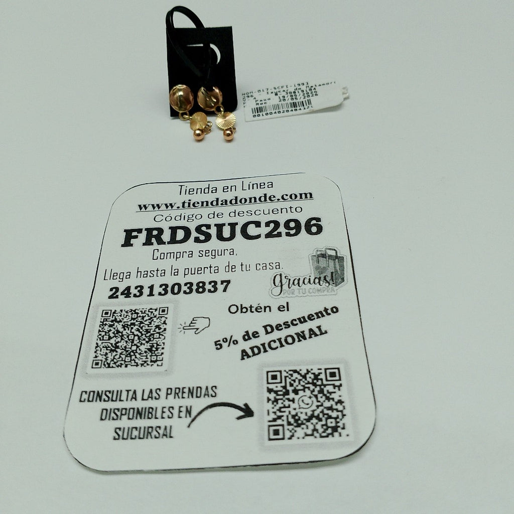 ARETES PAR ORO 10 K 1 GRMS (SEMINUEVO)