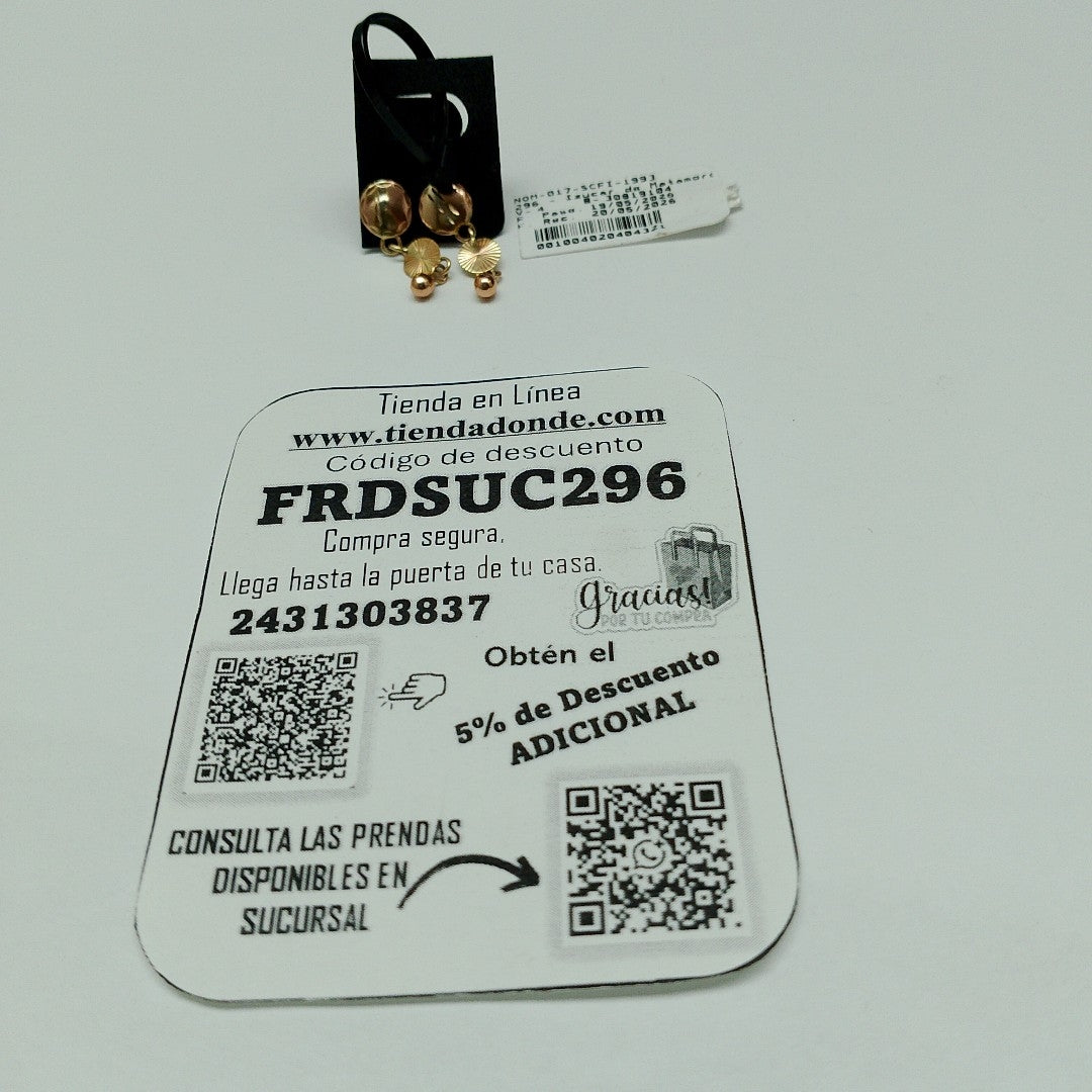 ARETES PAR ORO 10 K 1 GRMS (SEMINUEVO)