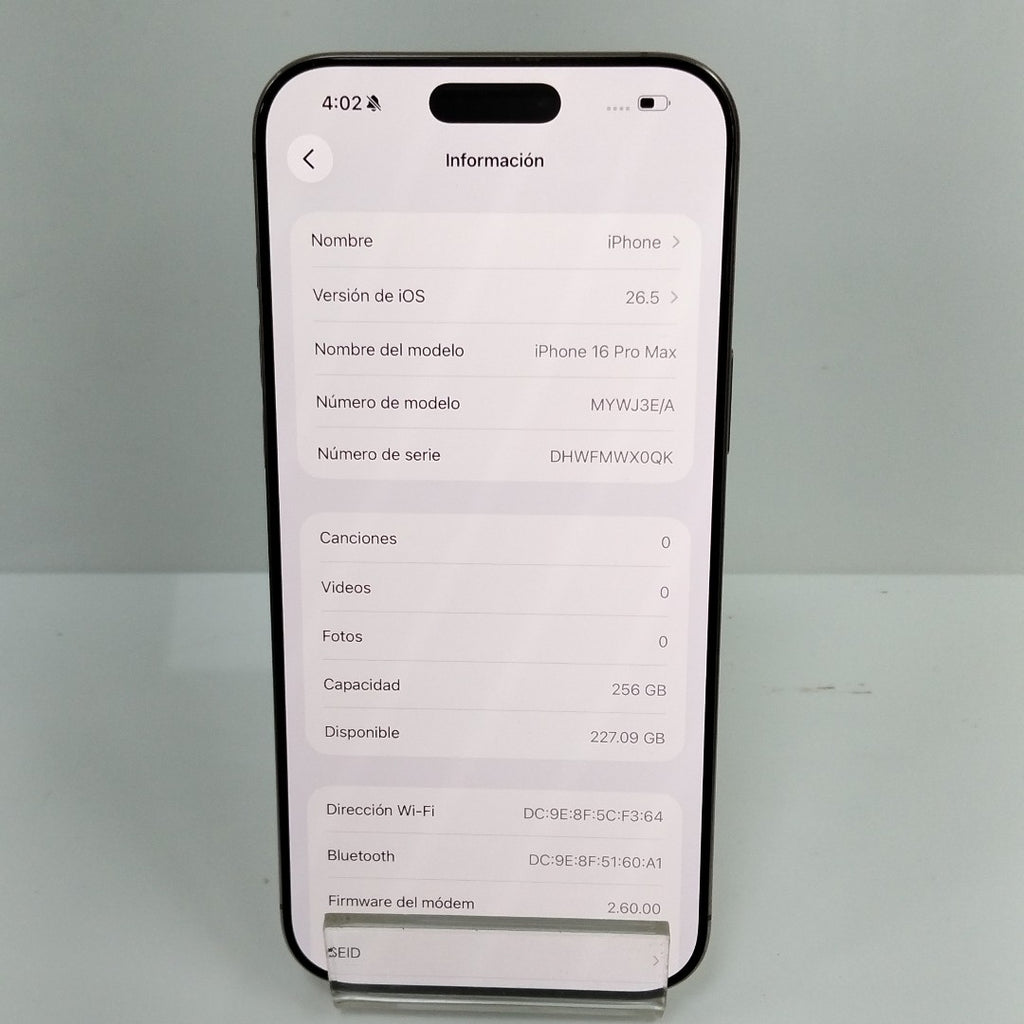 CELULAR APPLE IPHONE 16 PRO MAX A3295 (2024) 256 GB 8 GB RAM (SEMINUEVO)