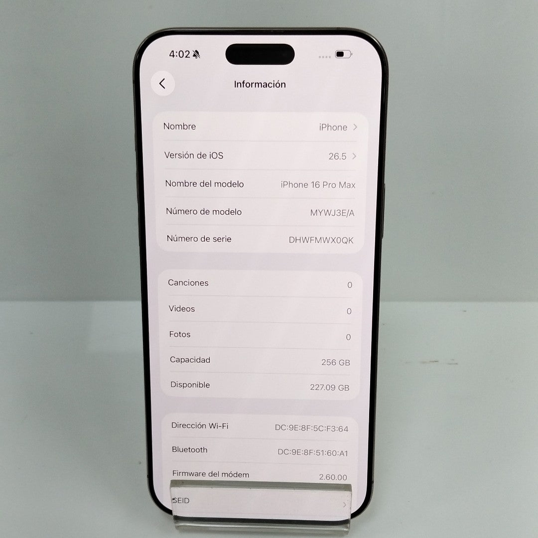 CELULAR APPLE IPHONE 16 PRO MAX A3295 (2024) 256 GB 8 GB RAM (SEMINUEVO)