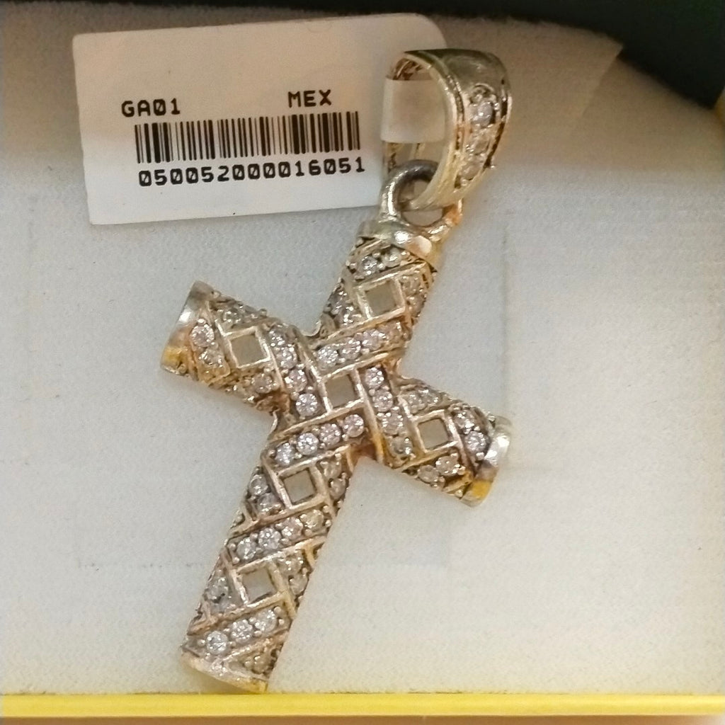 DIJE CRUZ C/CIRCONIAS PLATA .925 7.8 GR (NUEVO)