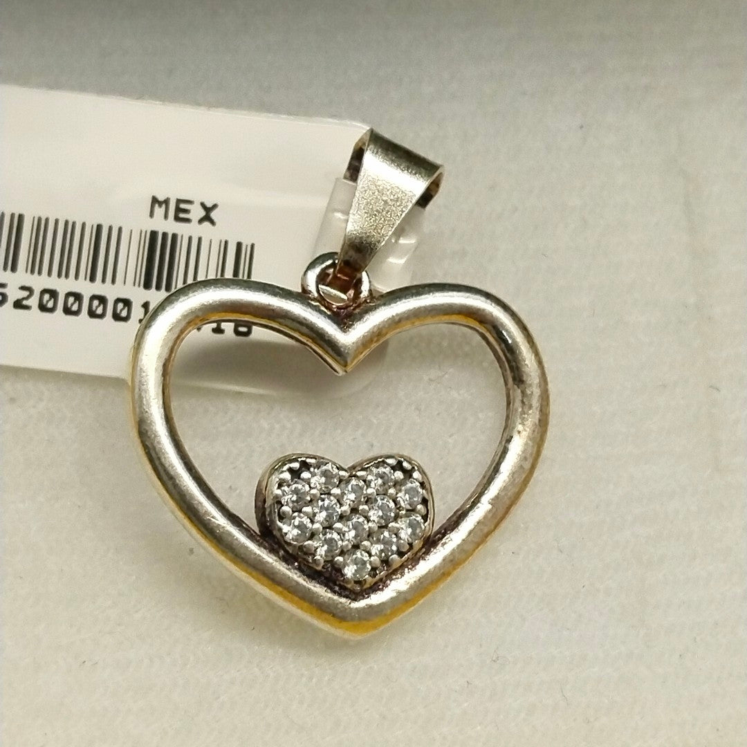 DIJE CORAZON C/CIRCONIAS PLATA .925 2.5 GR (NUEVO)
