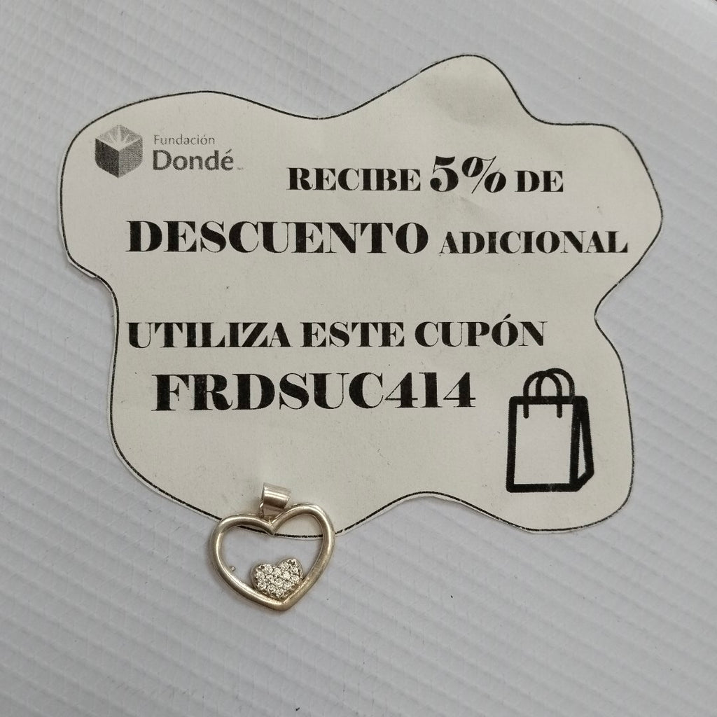 DIJE CORAZON C/CIRCONIAS PLATA .925 2.5 GR (NUEVO)