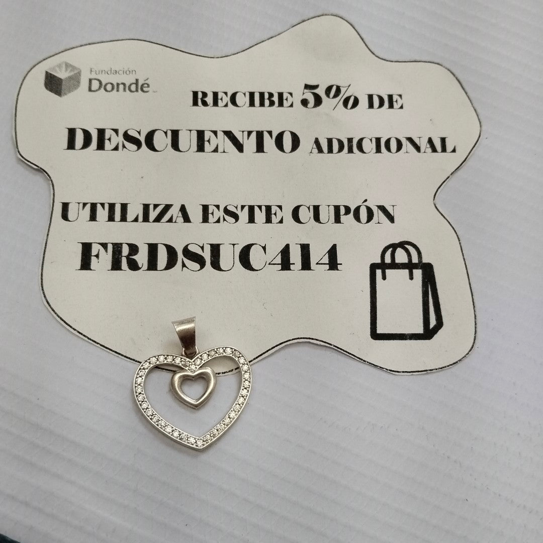 DIJE CORAZON C/CIRCONIAS PLATA .925 2.8 GR (NUEVO)