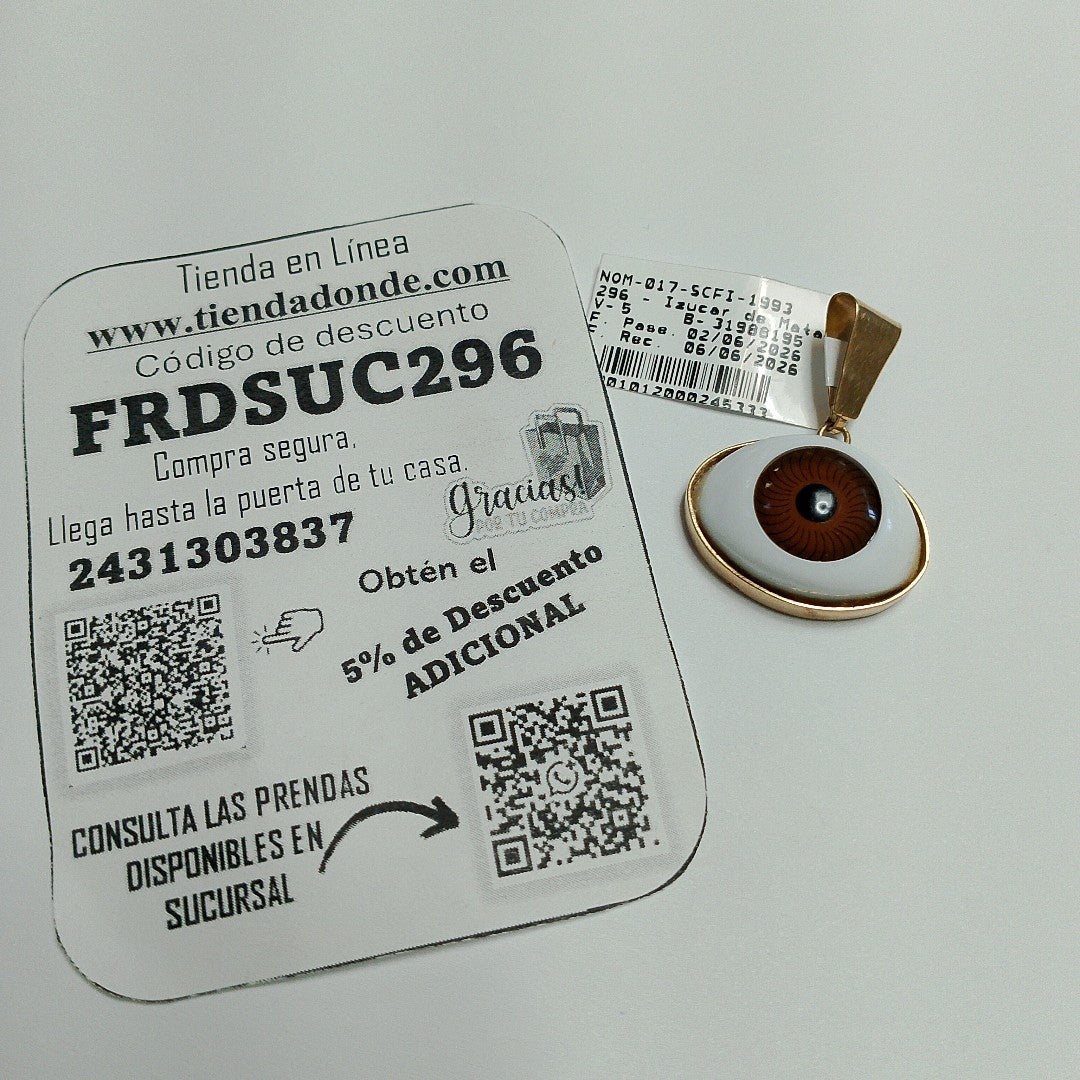K1 5,50 GRMS 14 K ESPECIFICACIONES COMPLEMENTARIAS DIJE DISEÑO OJO TURCO (SEMINUEVO)