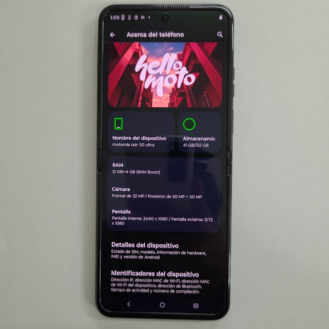 CELULAR MOTOROLA RAZR 50 ULTRA XT2451-3 (2024) 512 GB 12 GB RAM (SEMINUEVO)