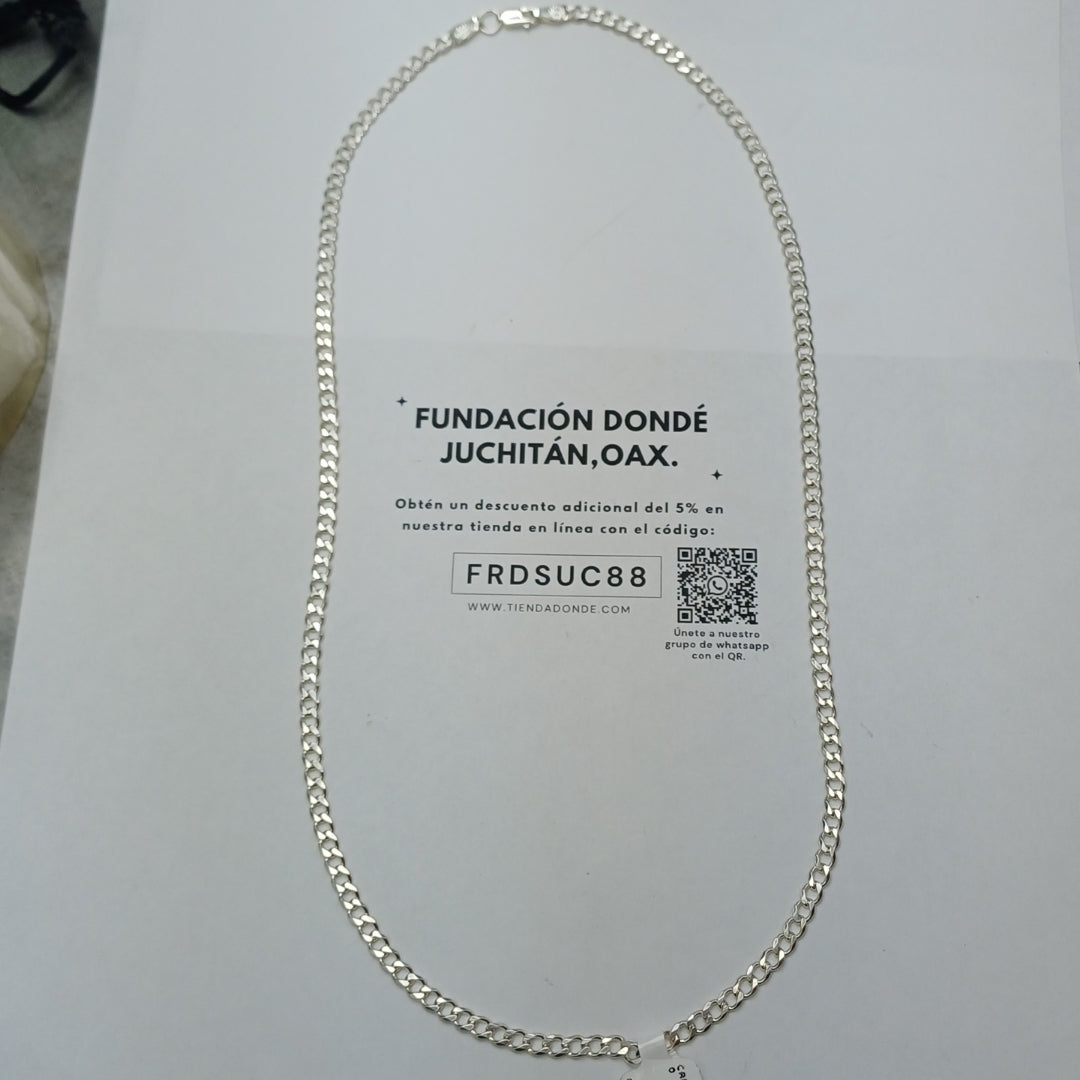 CADENA TEJIDO BARBADO PLATA .925 55 CM 11.8 GR (NUEVO)