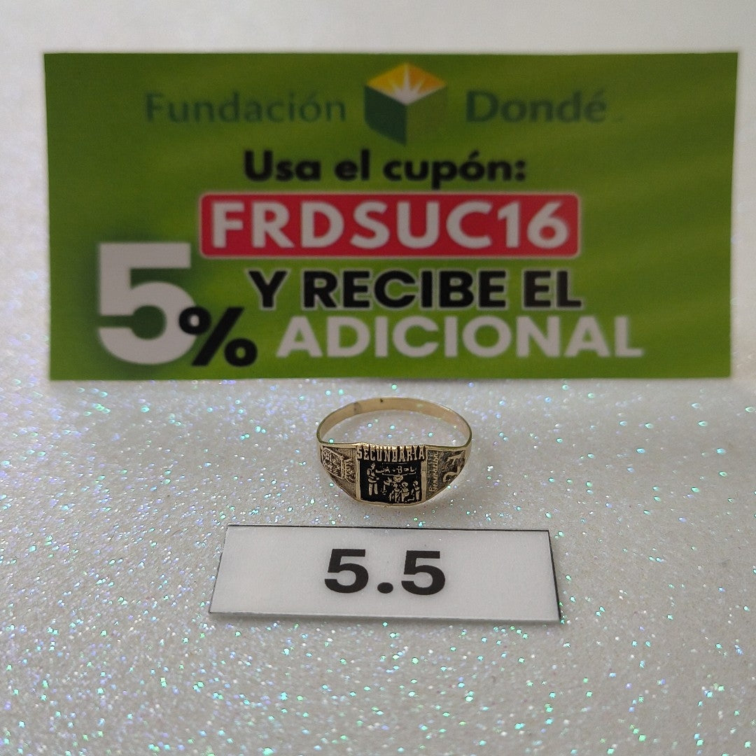 ANILLO DE GRADUACIÓN ORO 8 K 0.8 GRMS (SEMINUEVO)