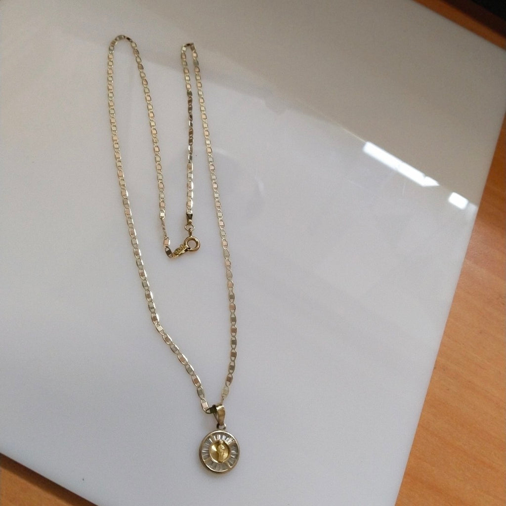 CADENA, MEDALLA RELIGIOSA ORO, ORO COMBINADO 10 K 3.6 GRMS (SEMINUEVO)