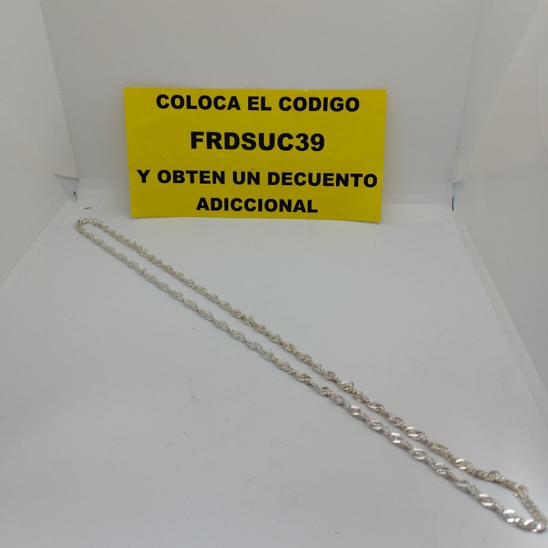 CADENA TEJIDO MEDIO TORZAL PLATA .925 55 CM 6 GR (NUEVO)